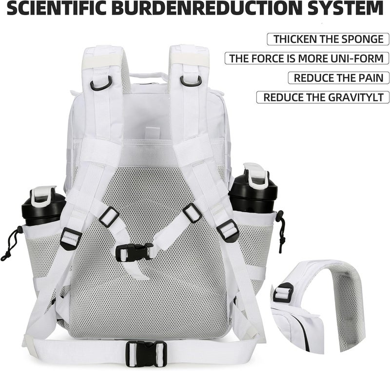 Lovelinks21 45L Tactical Assault Backpack 3 day assault pack with Molle Waterproof backpack Rucksack for Tactical Backpacks (White) - Image 2